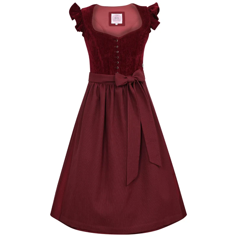 MarJo Dirndl Hochwinkel Wine Abnehmbare Flügelärmel 70cm