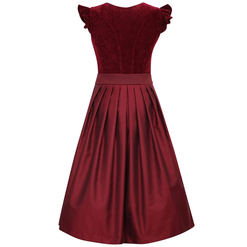 MarJo Dirndl Hochwinkel Wine Abnehmbare Flügelärmel 70cm