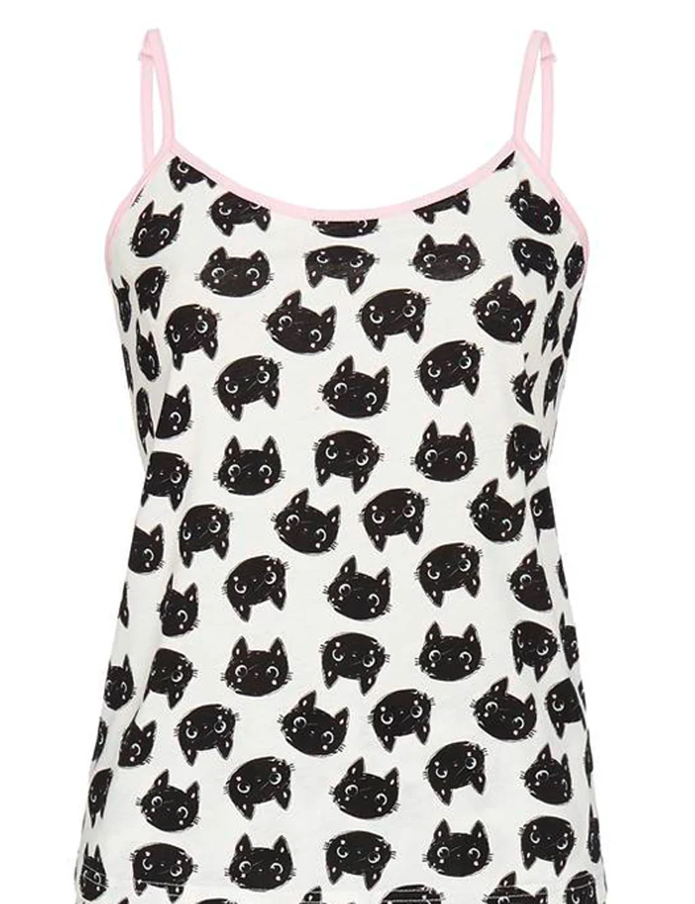 RINGELLA Shorty mit Spaghettiträgern "Black Cats" 3211324 | Champagner