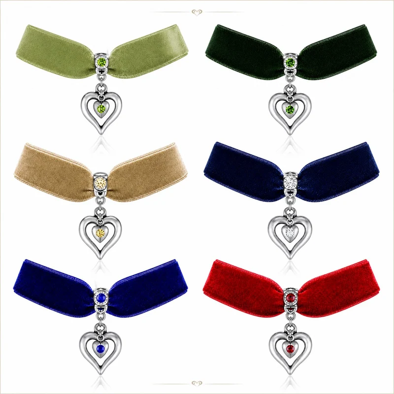 LUISIA® Samt Kropfband "Heart in Heart" | Halskette