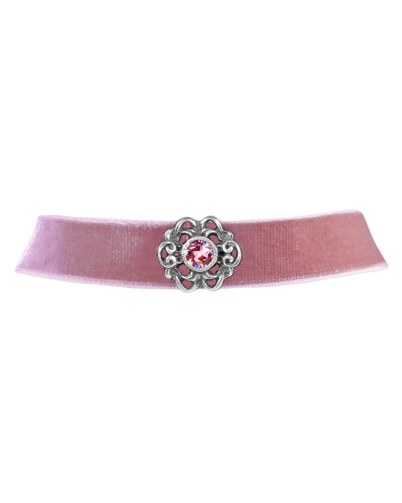 LUISIA® Samt Kropfband Annina mit Ornament und Premium Kristall - Altrosa