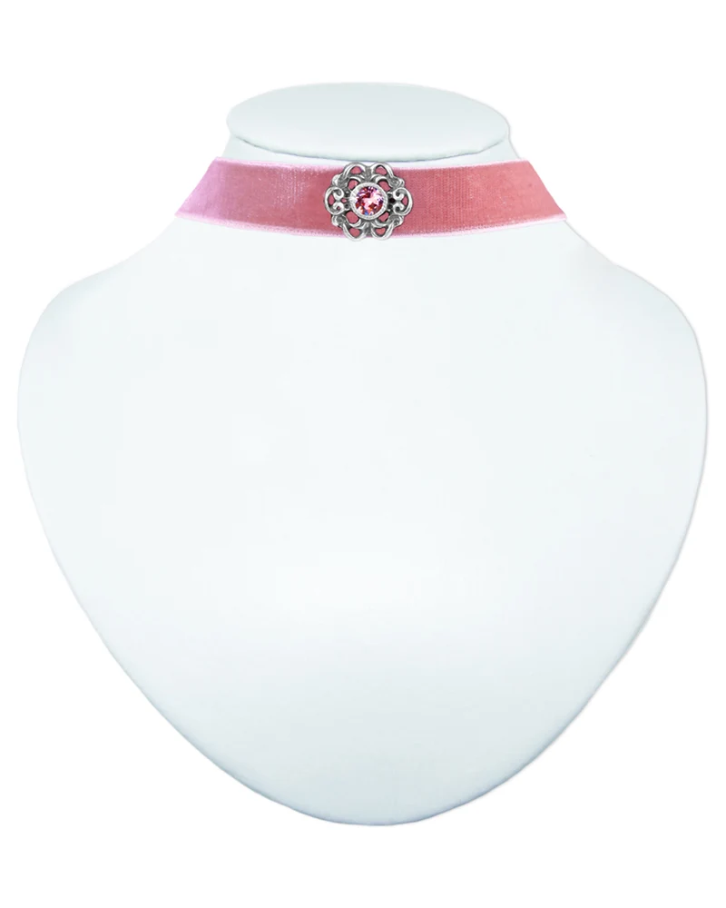 LUISIA® Samt Kropfband Annina mit Ornament und Premium Kristall - Altrosa