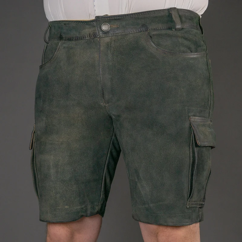 Datschi Trachten Cargo Lederhose Albert Ziegenleder Antik Grey