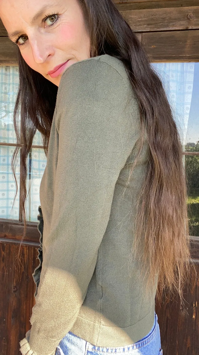 Strickjacke oliv