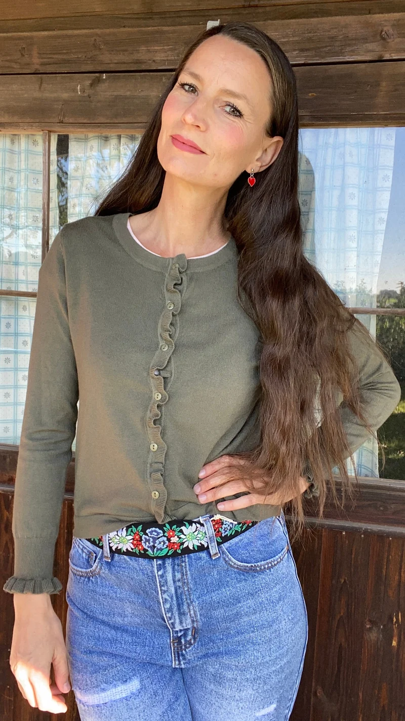 Strickjacke oliv