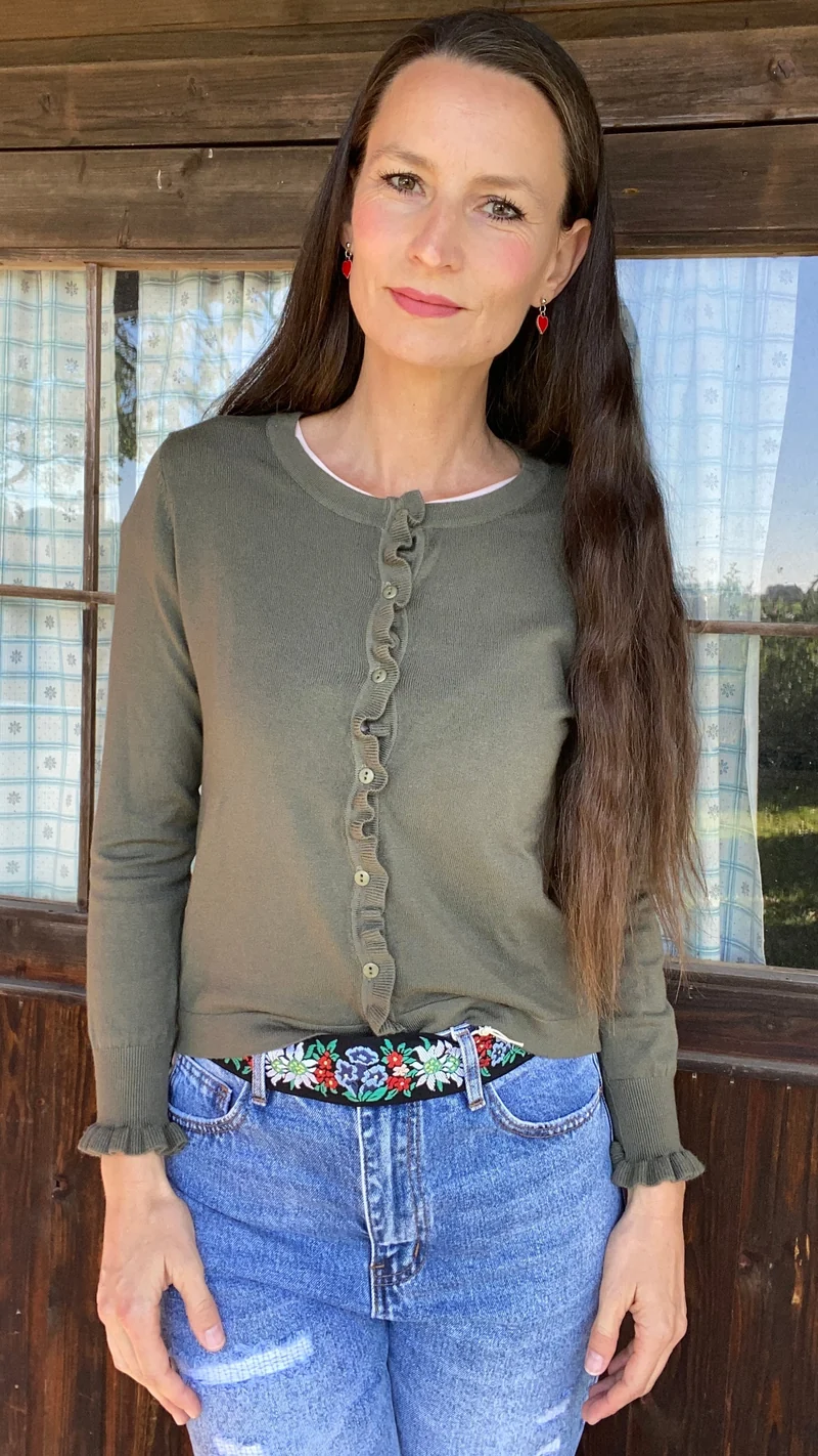 Strickjacke oliv