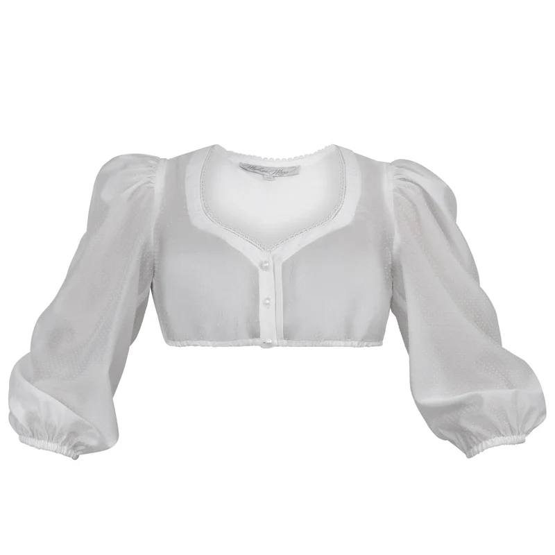 Madame Marie Dirndlbluse Orimee Off White Dreiviertelarm Puffärmel