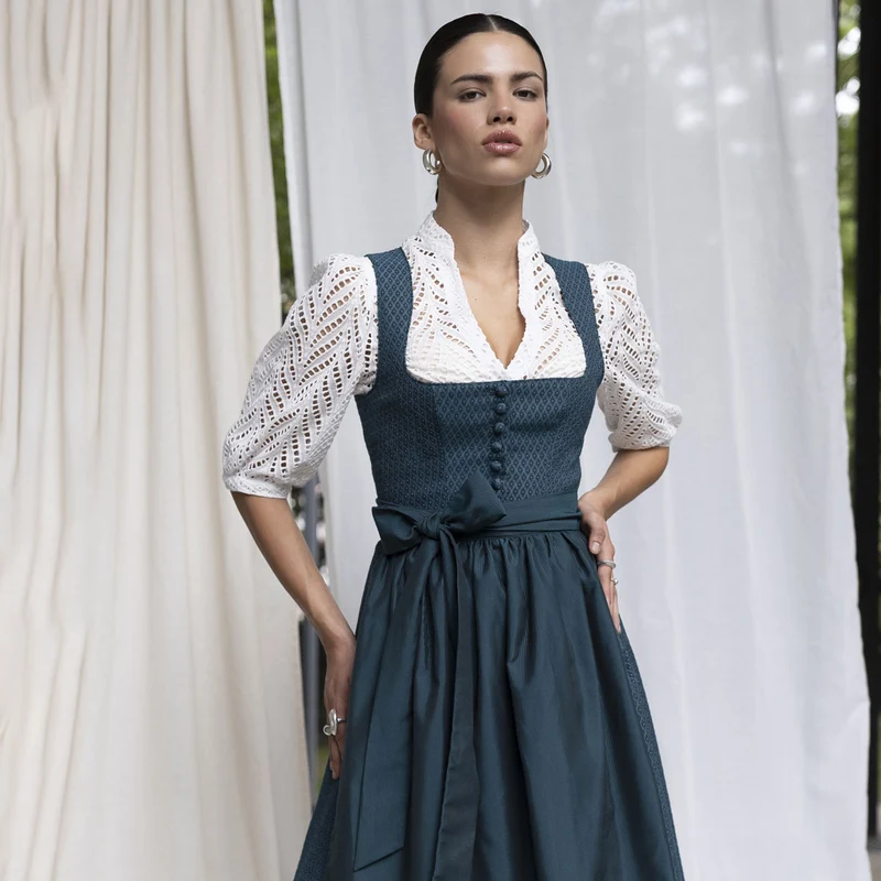 Madame Marie Dirndlbluse Norelin Weiß Halbarm Puffärmel