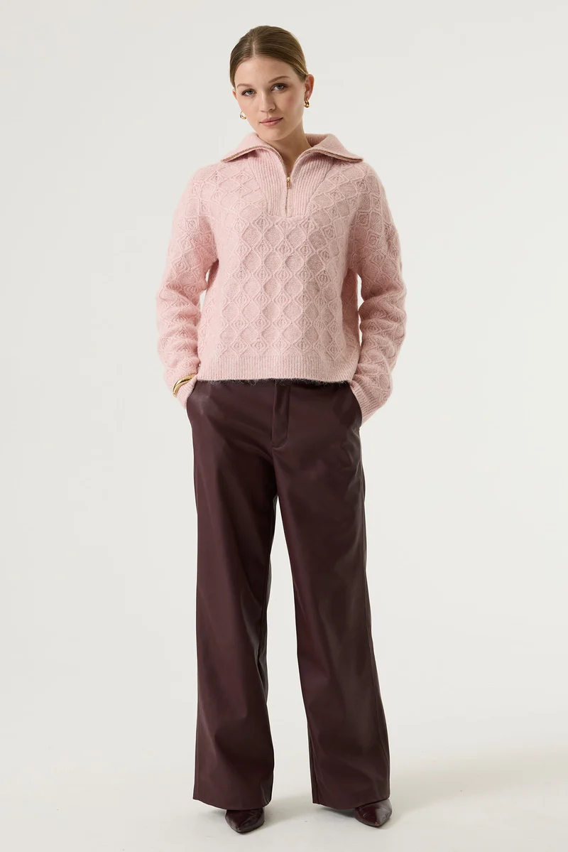 Wide-Leg-Hose im Lederlook