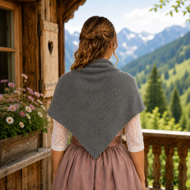 XL Strick Dreieckstuch - Schal 200 x 80 cm | Dunkelgrau