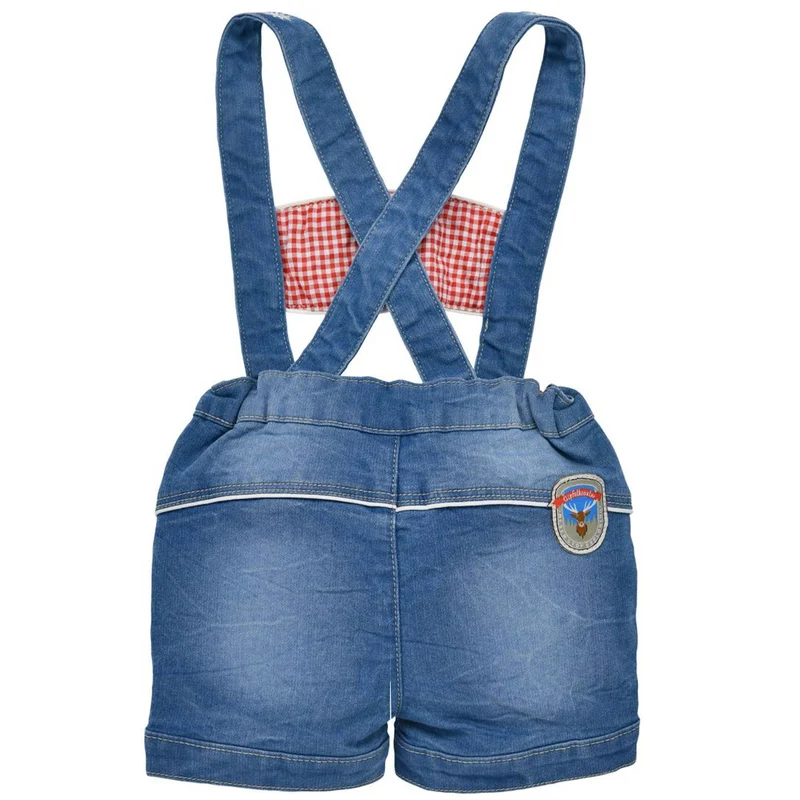 BONDI Baby Jungen Jeans Latzshort "Gipfelkraxler" 91845 | Blue denim