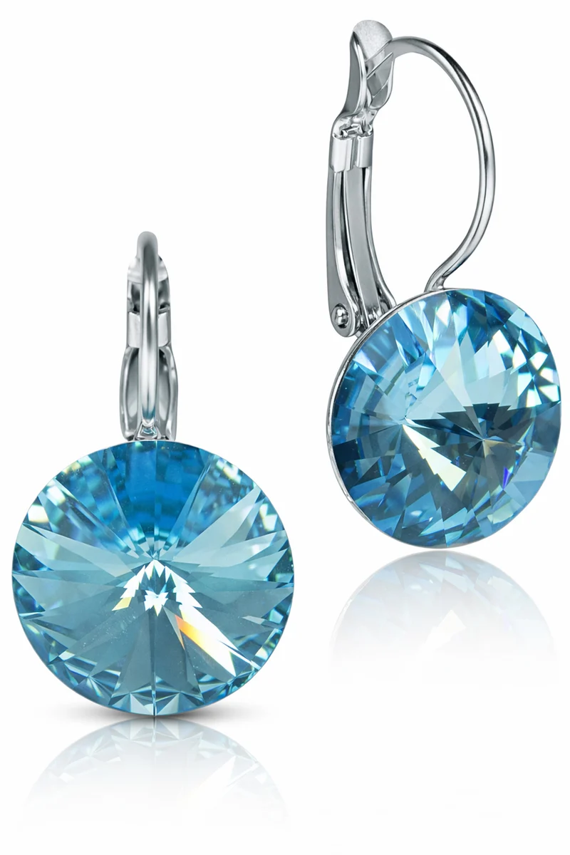 LUISIA® Ohrringe Rivoli mit Kristallen von Swarovski® 14 mm | Aqua Blau