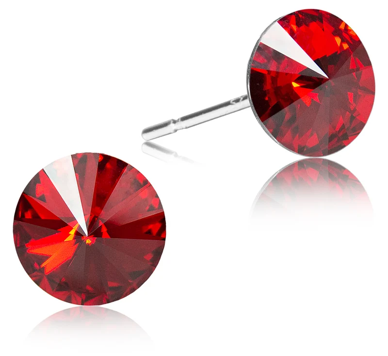 LUISIA® Ohrstecker mit Premium Kristallen - 6 mm Light Siam / Rot