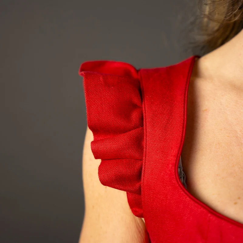 Elli & Juliette 2-in-1 Dirndl Fiona Soraya Rot mit abnehmbarem Flügelarm 70 cm