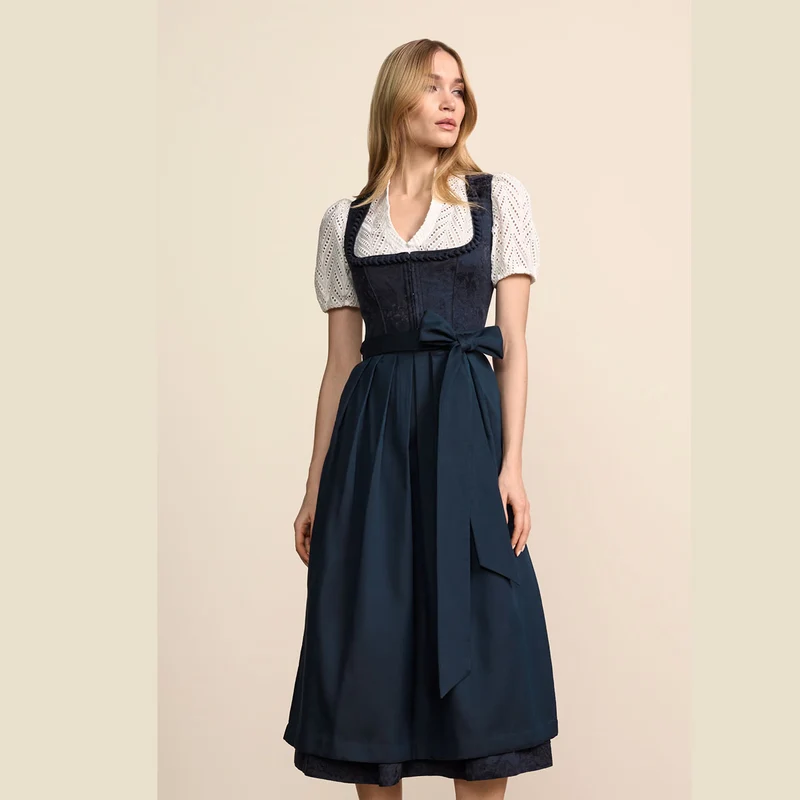 Krüger Dirndl Calyssia Marine schimmernde Ornamente 80cm