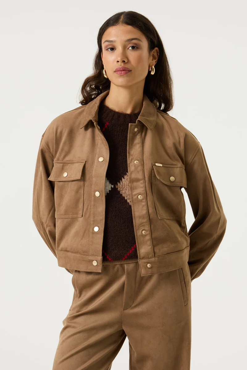 Wildlederjacke mit Druckknöpfen