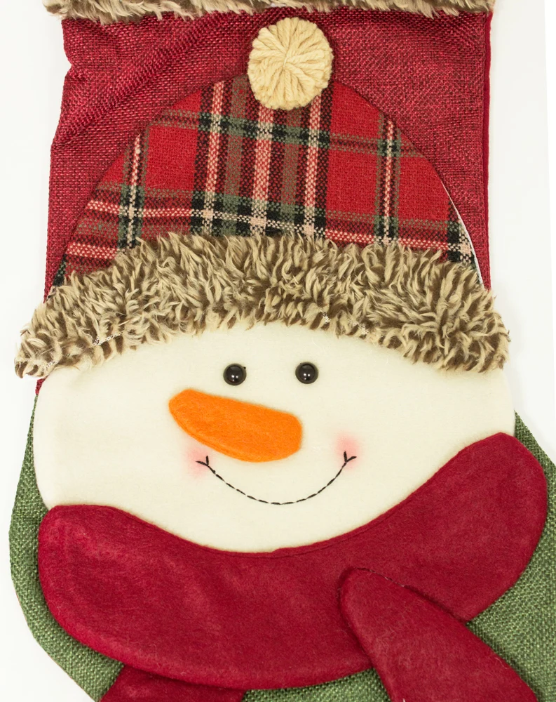 XL Nikolaus Stiefel Weihnachtsstrumpf zum Befüllen 45 cm - 3D Schneemann Santa