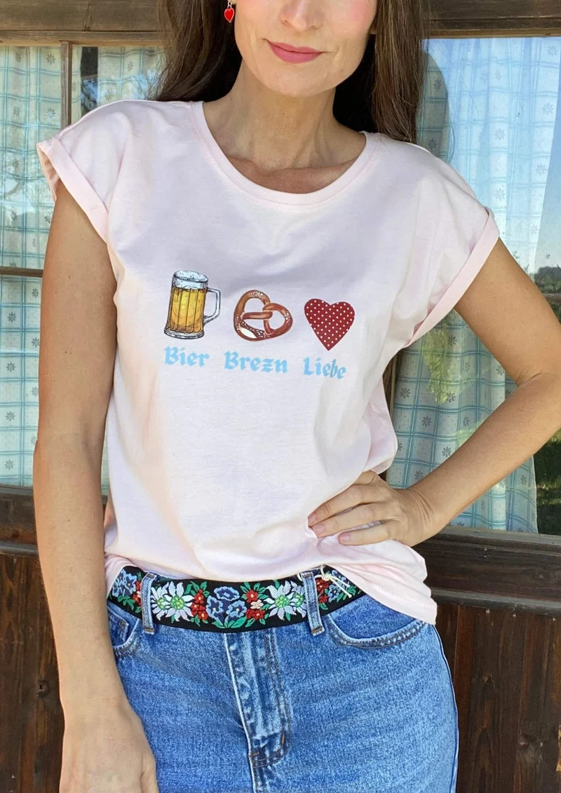 Shirt Bier Brezn Liebe in rosa