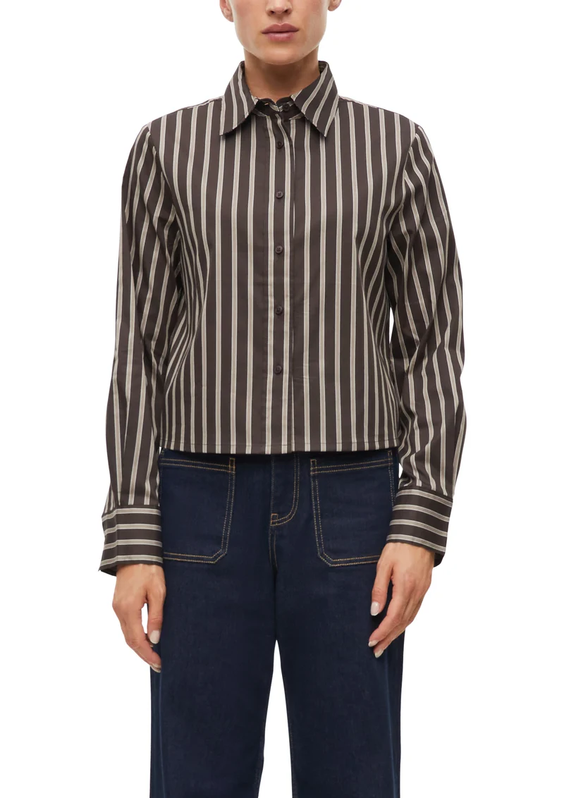 Gestreifte Crop-Bluse aus Popeline