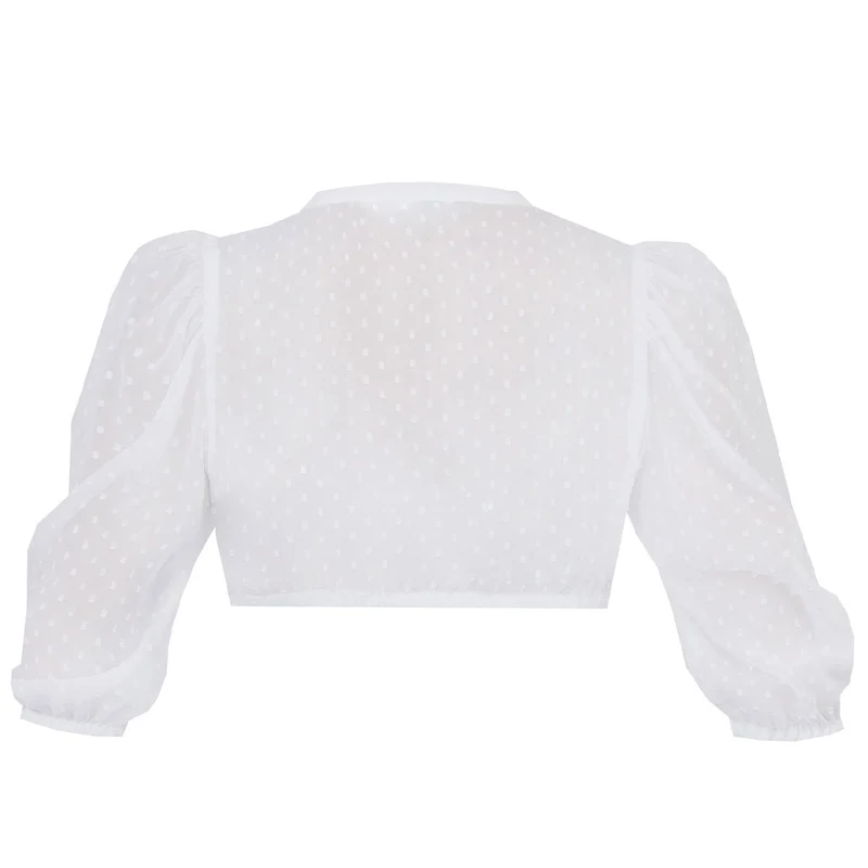 MarJo Dirndlbluse Ahorntal Weiß 3/4 Arm V-Ausschnitt