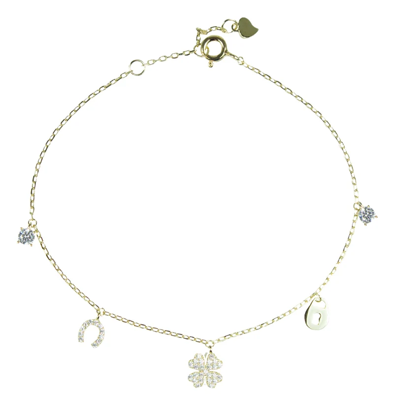 LUISIA Vergoldetes Damen Armband mit Glücksbringern - 925 Silber mit Zirkonia