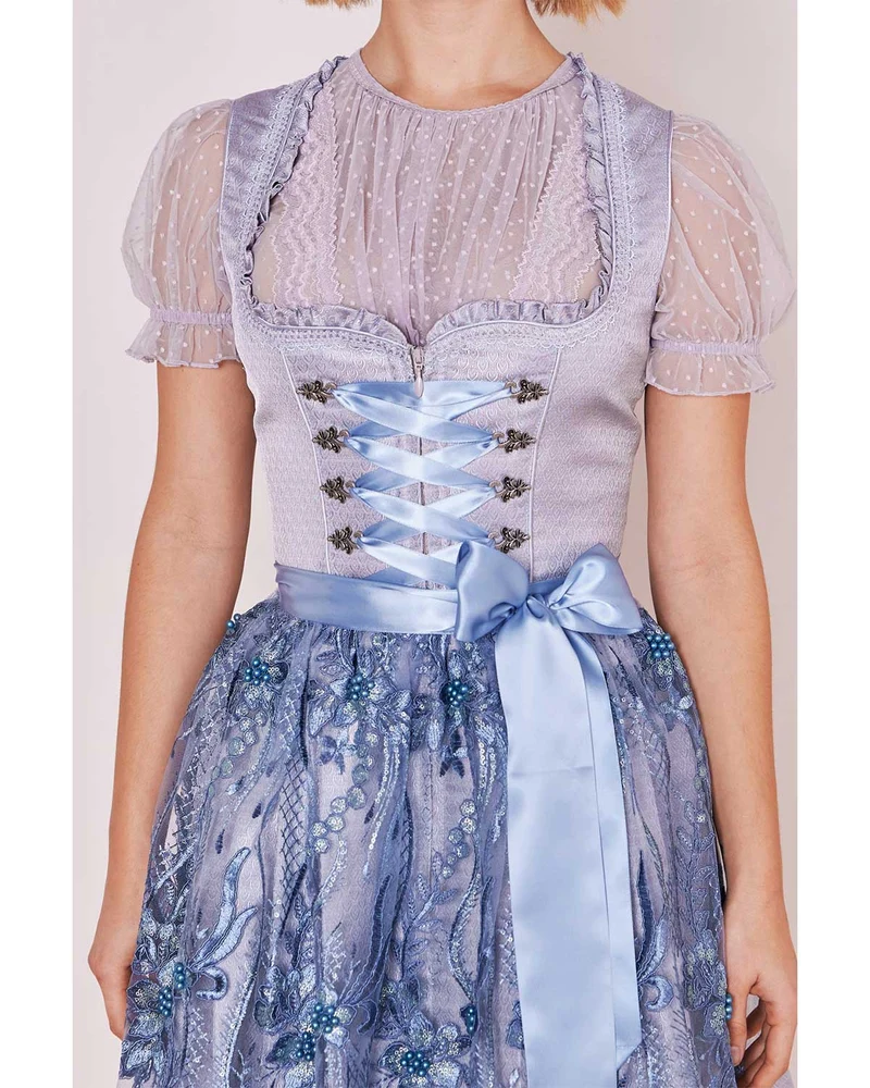 Krüger MADL Dirndl "Karlotta" mit Spitzenschürze 419067 | Hellblau 60cm