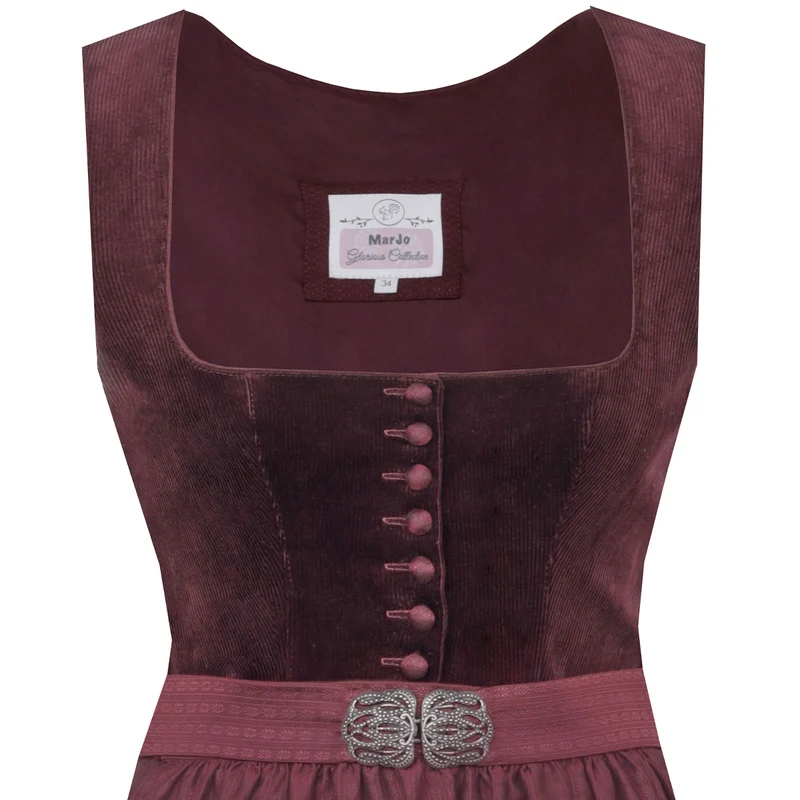 MarJo Dirndl Osterhofen Bordeaux/Weinrot Cord 70cm