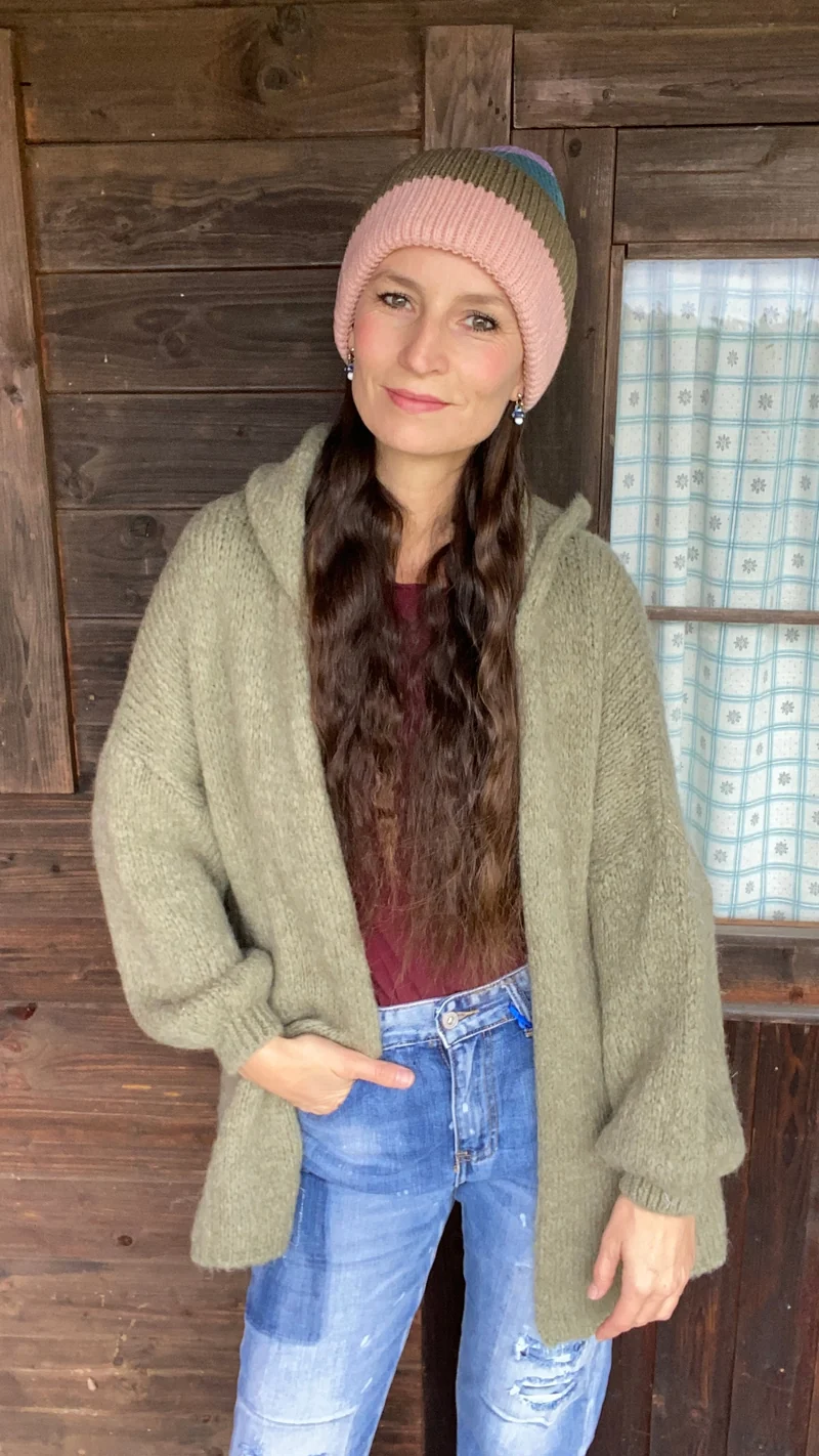 Set Strickjacke khaki