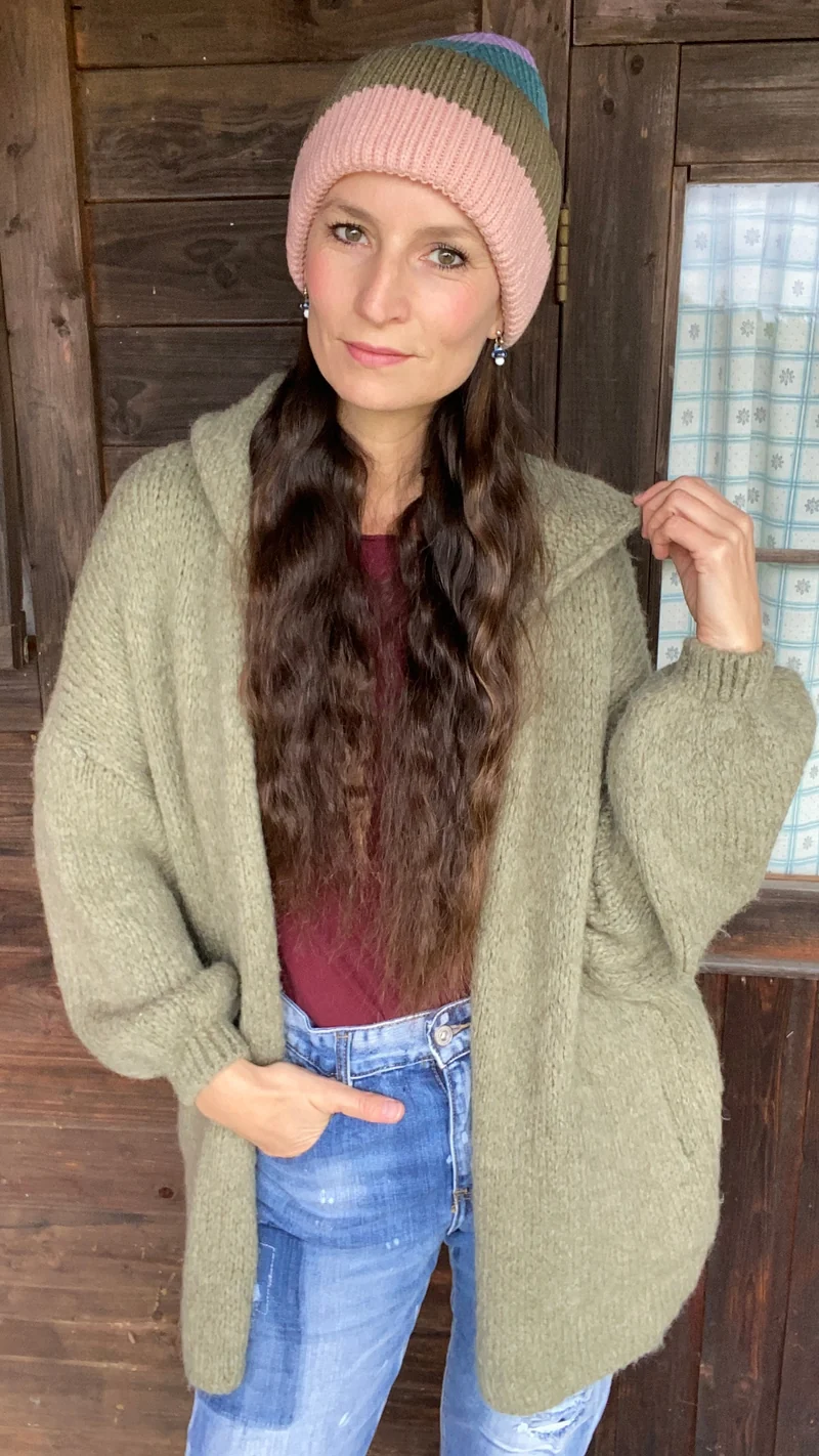 Set Strickjacke khaki