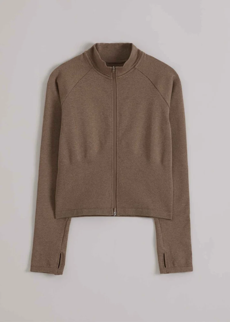 Shape Seamless Zip Jacket in Espresson Melange