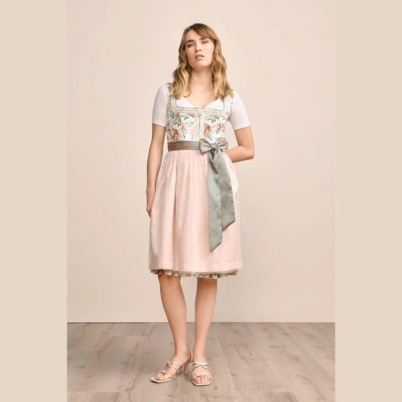 Krüger Dirndl Joceline Floral Rosé Perlenborte 60cm