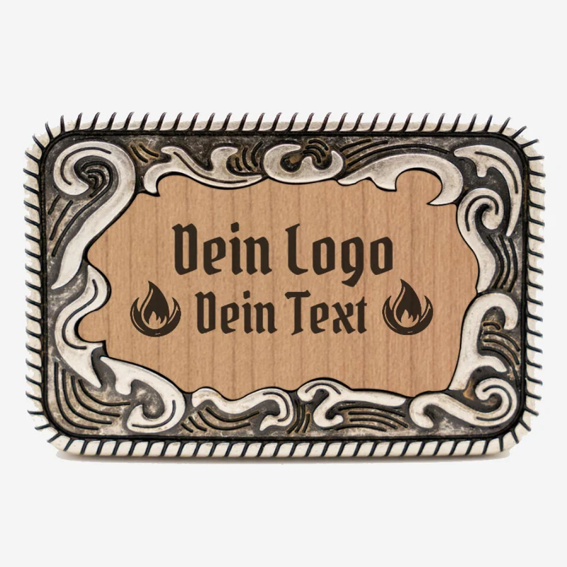 Gürtelschnalle Tracht mit eigenem Logo Silber Antik ab 1 Stk.