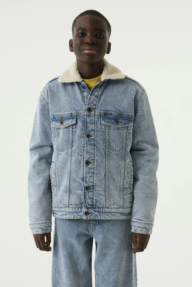 Jeansjacke mit Teddykragen