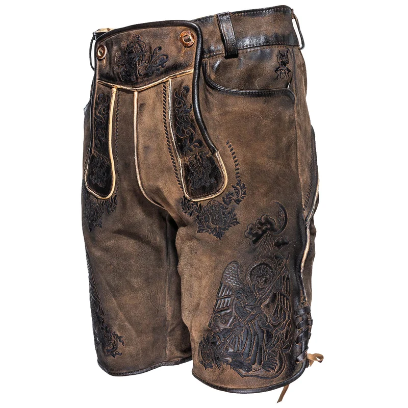 Himmel Arsch und Zwirn Lederhose St. Virtus Rustik Panther Schwarz