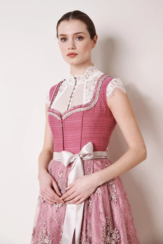 Krüger Dirndl "Pati" mit Spitzenschürze 116165 | Pink 70cm
