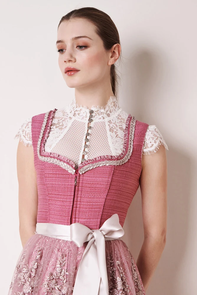 Krüger Dirndl "Pati" mit Spitzenschürze 116165 | Pink 70cm