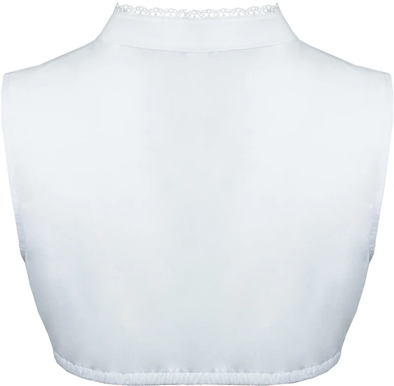 Bergweiss Trachten Ärmellose Damen Dirndlbluse "Kadira" mit Stehkragen | Weiß