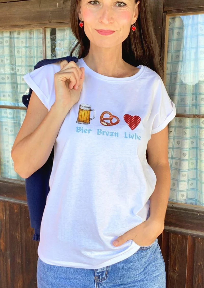 Shirt Bier Brezn Liebe in weiß