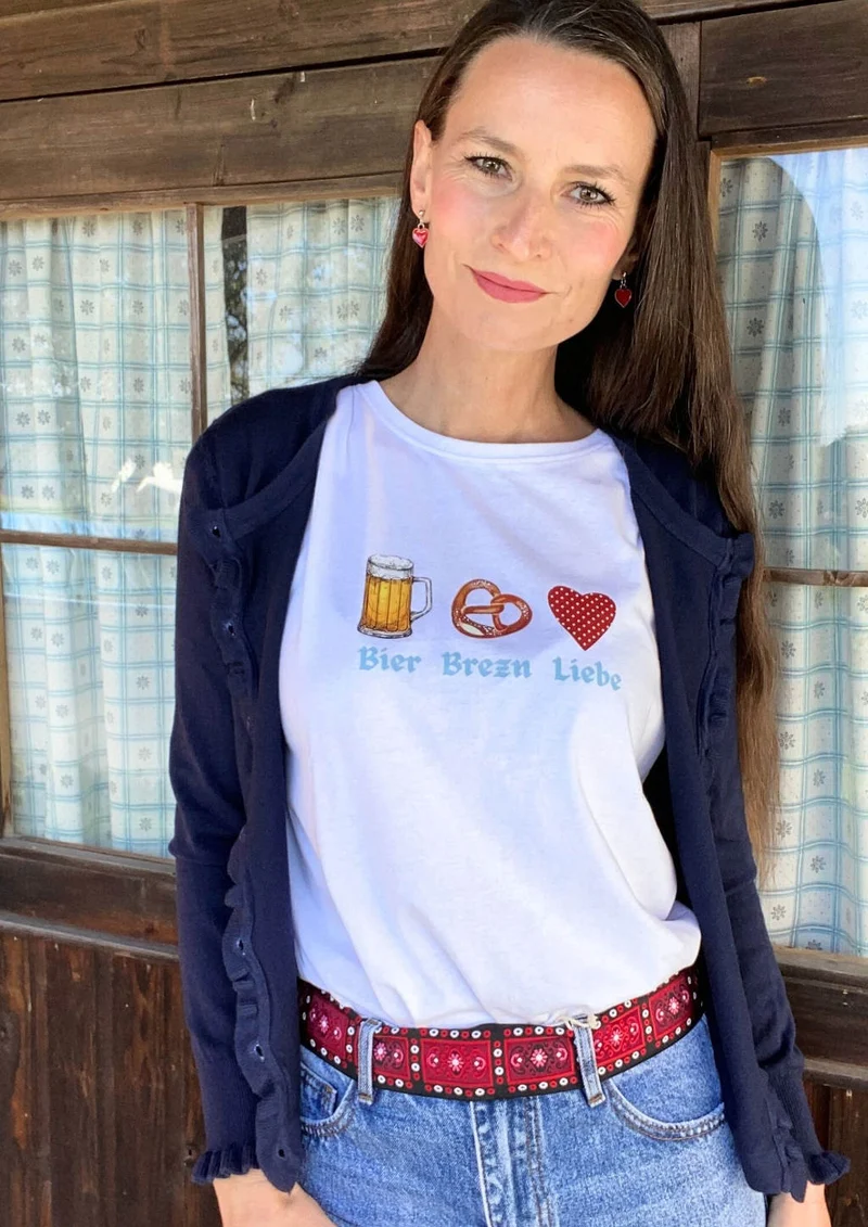 Shirt Bier Brezn Liebe in weiß