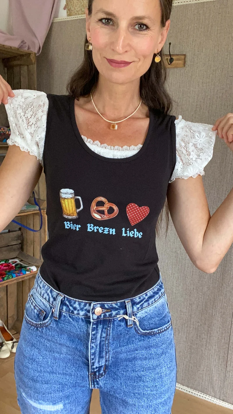 Bier Brezn Liebe Tank Top schwarz