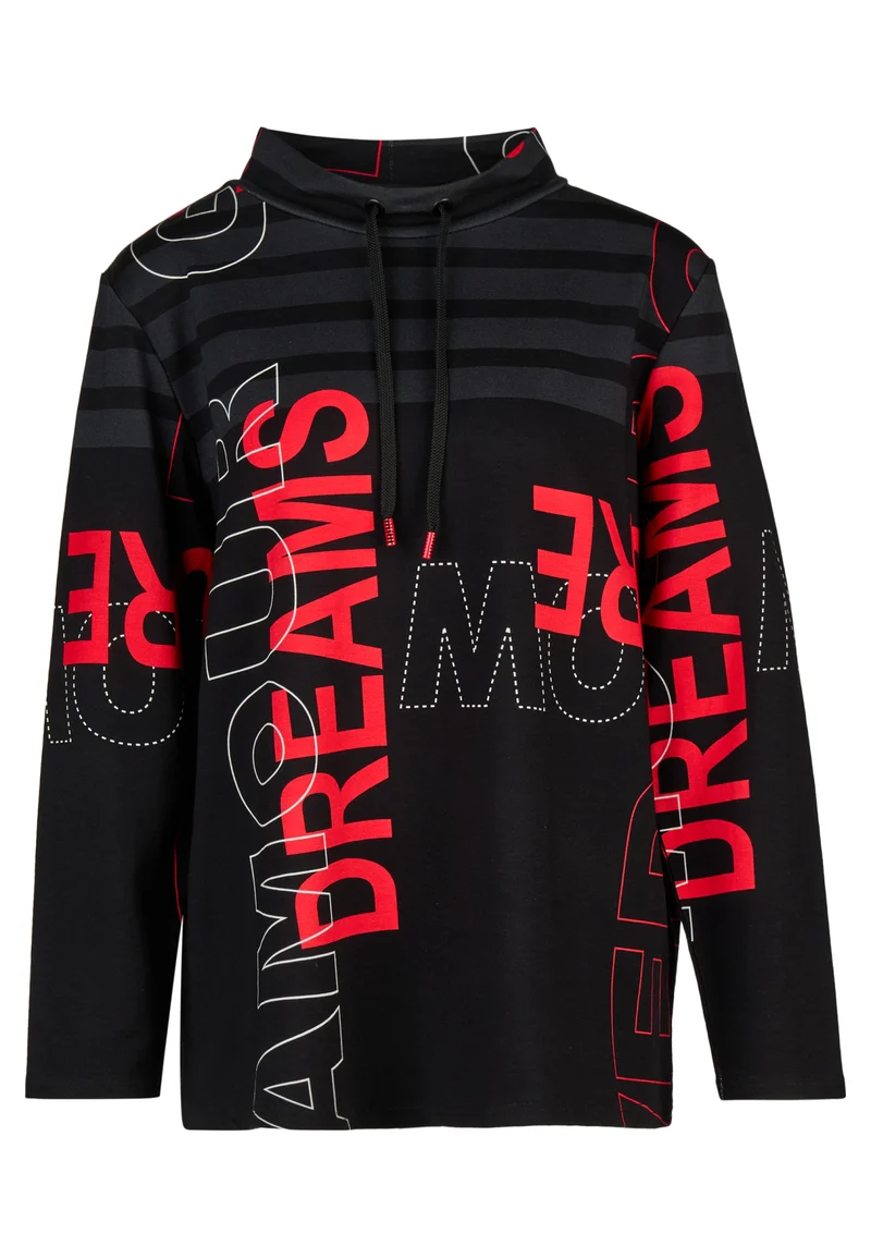 Sweatshirt mit Wording-Grafik-Print und Stehkragen
