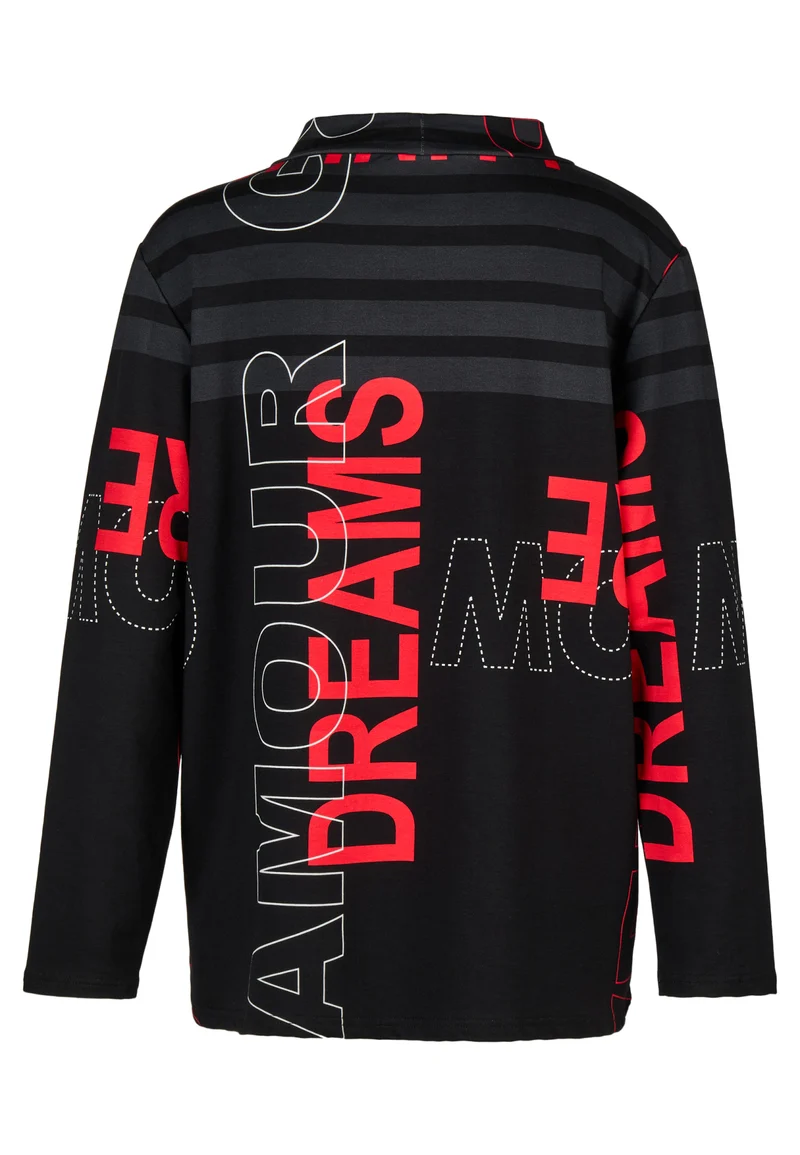 Sweatshirt mit Wording-Grafik-Print und Stehkragen