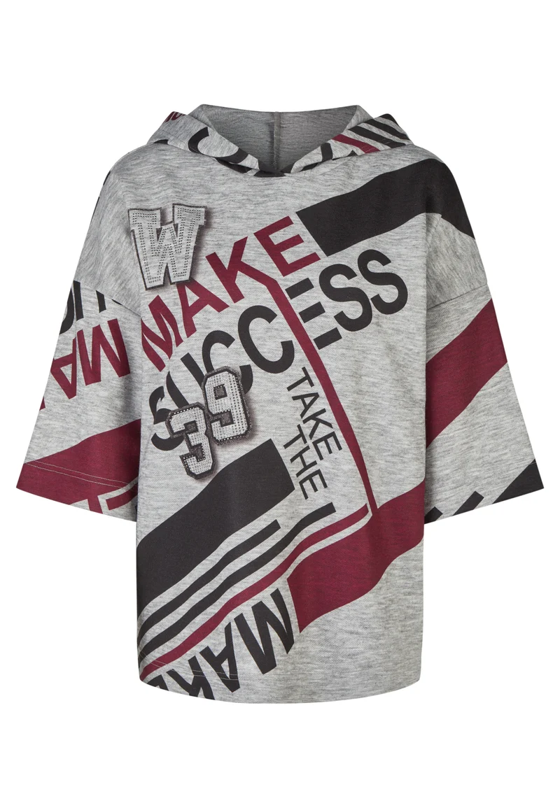 Oversized Hoodie-Sweatshirt im Trikot-Stil mit „MAKE SUCCESS“-Motiv