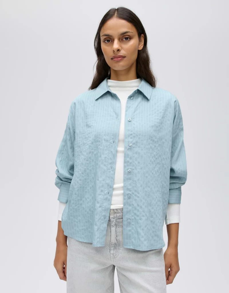 FLUI Oversized Hemdbluse mit Faltendetail