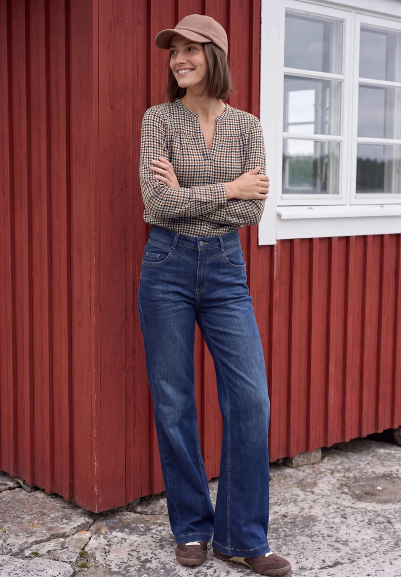 Tunika mit Split Neck und Print
