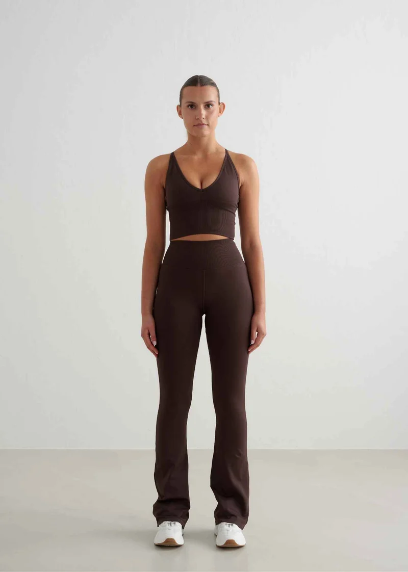 Shape Seamless Flare Tights in Chocolate