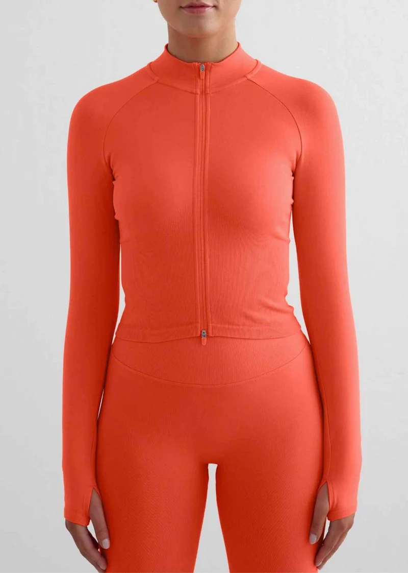 Shape Seamless Zip Jacke in Tangerine