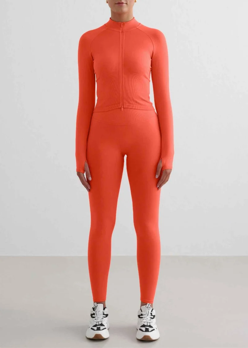 Shape Seamless Zip Jacke in Tangerine