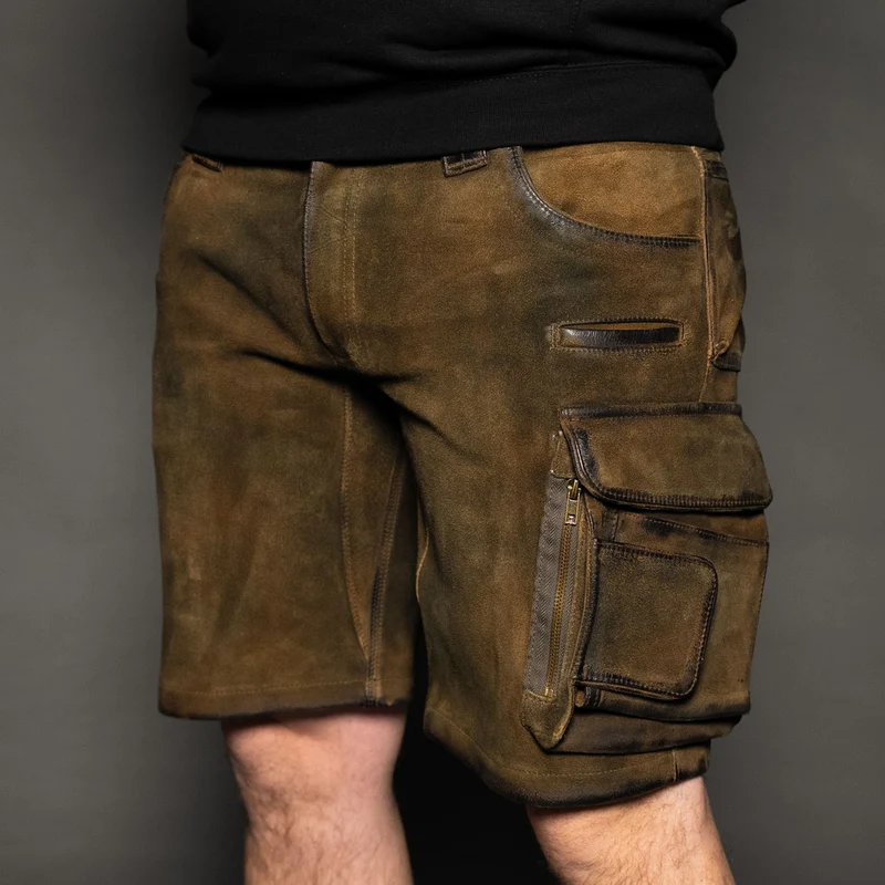 Datschi Trachten Cargo Lederhose Xaver Shorts Braun