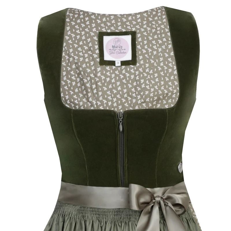 MarJo Dirndl Clara Dunkelgrün/Moos Samt 58cm
